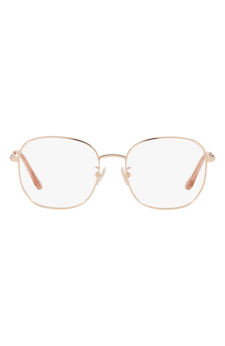 COACH 53mm Round Optical Glasses, Main, color, Shiny Rose Gold / Demo Lens