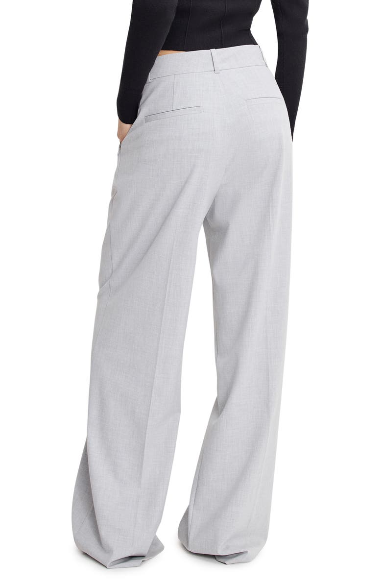 Good American Essential Wide Leg Suiting Pants, Alternate, color, Crosshatch Grey