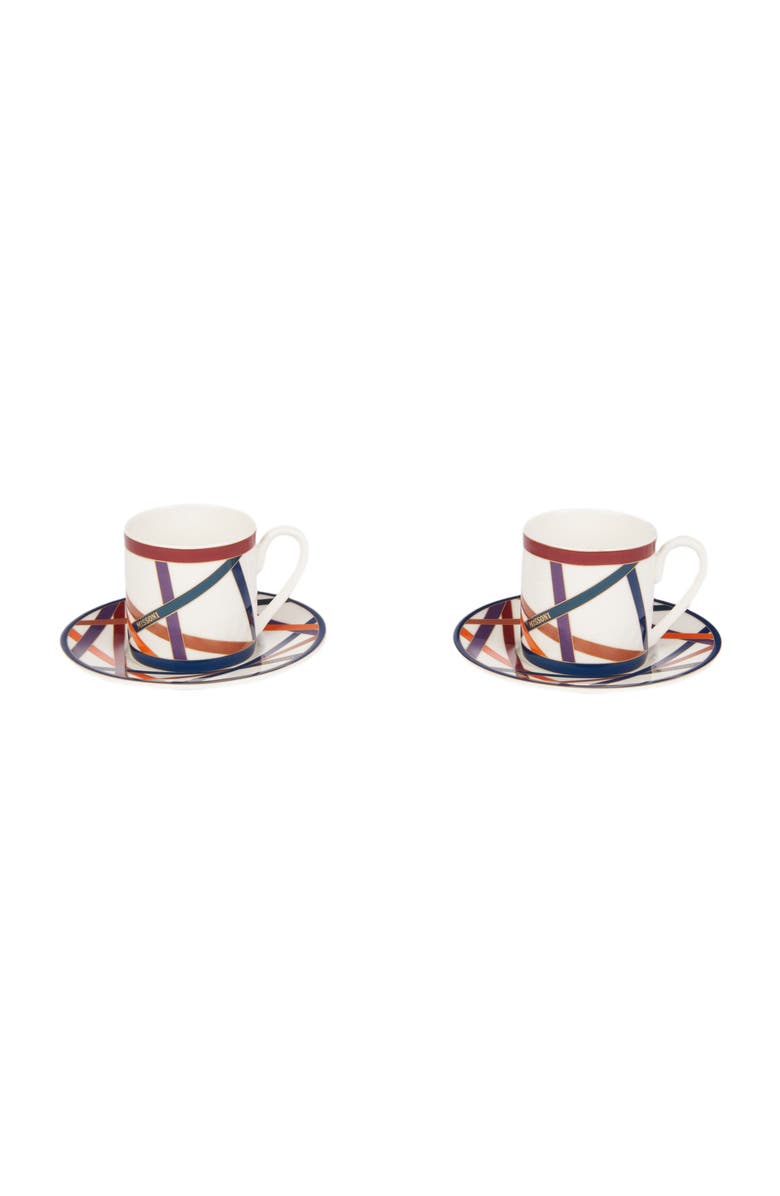 Missoni Home Nastri Set Of 2 Coffee Cups & Saucers, Alternate, color, Multicoloured