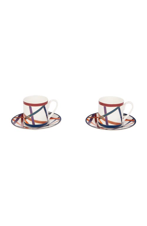 Missoni Home Nastri Set Of 2 Coffee Cups & Saucers In Multi