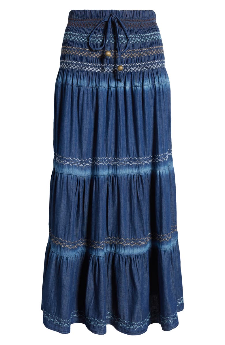 NIKKI LUND Selena Embroidered Denim Maxi Skirt, Alternate, color, 