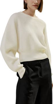 Lilysilk Round Neck Drop-Shoulder Merino Wool Sweater