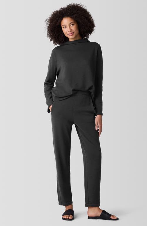 Eileen Fisher Slouch Organic Cotton Ankle Pants In Washed Black