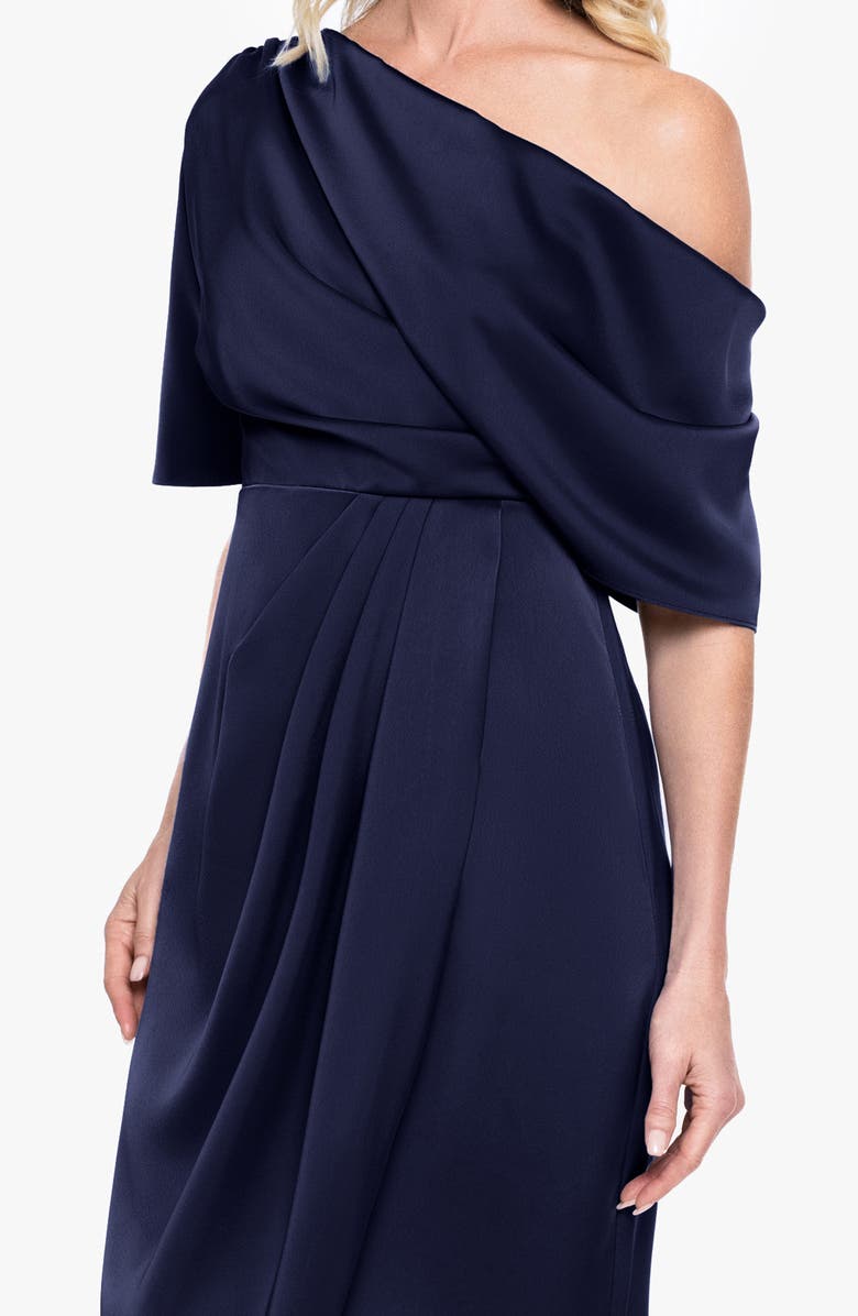 Betsy & Adam One-Shoulder Satin Cocktail Tulip Dress, Alternate, color,