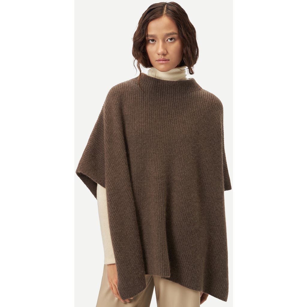 Gobi Mongolian Cashmere Rib-knit Cashmere Poncho In Cocoa