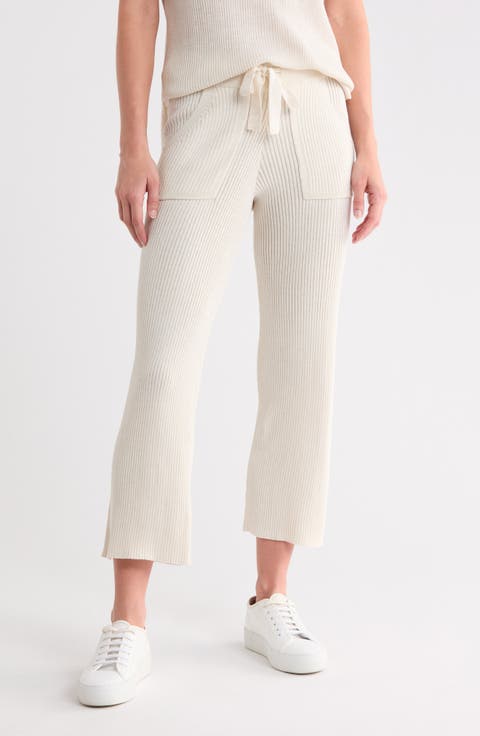 Rib Knit Wide Leg Crop Pants