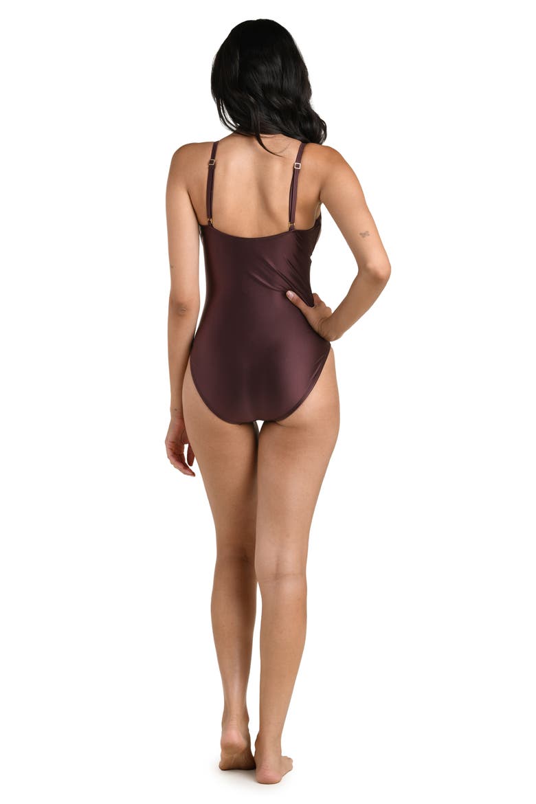 Earth Lace-Up One-Piece Swimsuit, Alternate, color, TRUFFLE