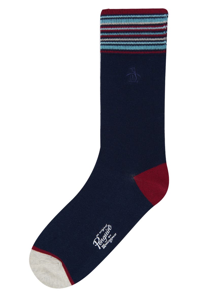 Bronx Stripe Cotton Stretch Dress Socks, Main, color, RED