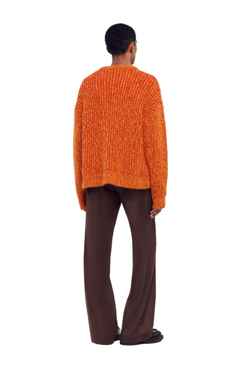 SANDRO Round neck long-sleeve sweater, Alternate, color, Rust