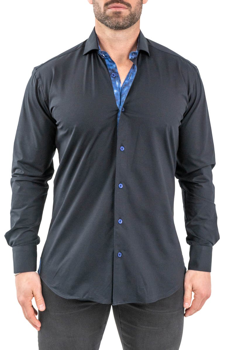 Maceoo Einstein Solid Stretch Cotton Button-Up Shirt, Main, color,