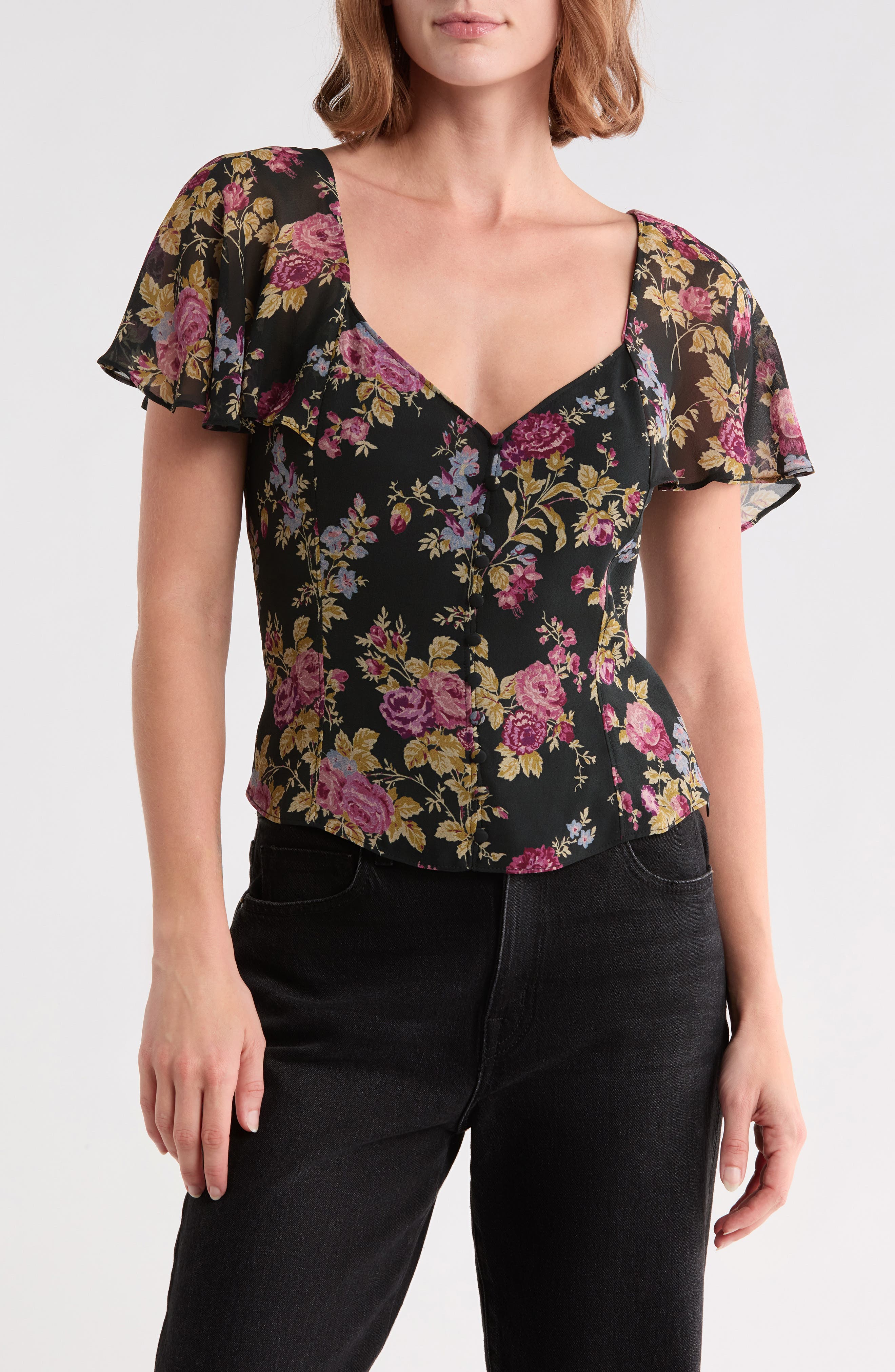 Kiko Floral Button Front Top