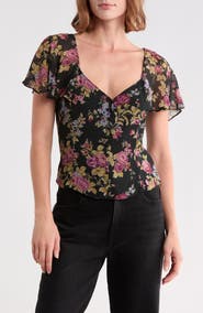 PAIGE Kiko Floral Button Front Top