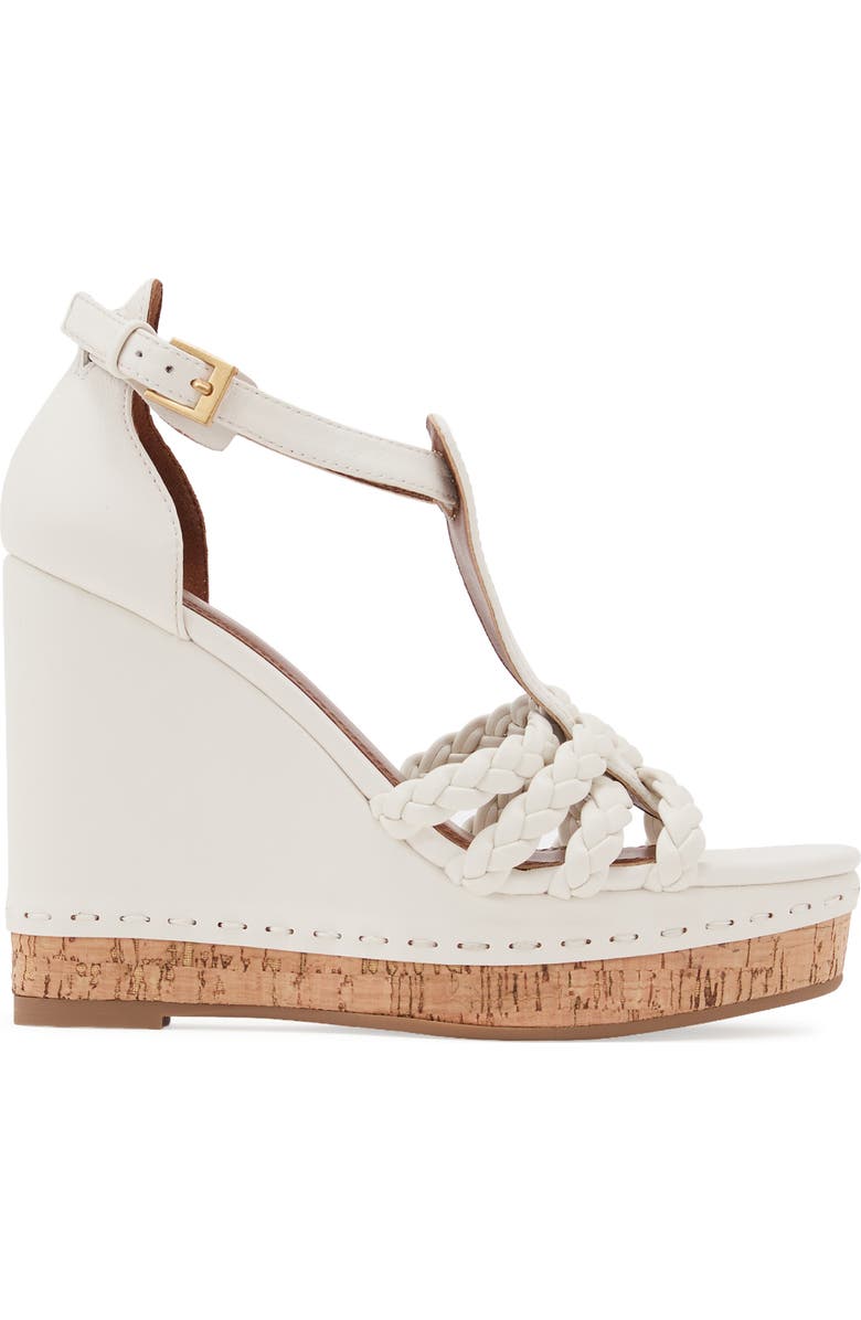 Reiss Frances Braided Wedge Ankle Strap Sandal, Main, color, White