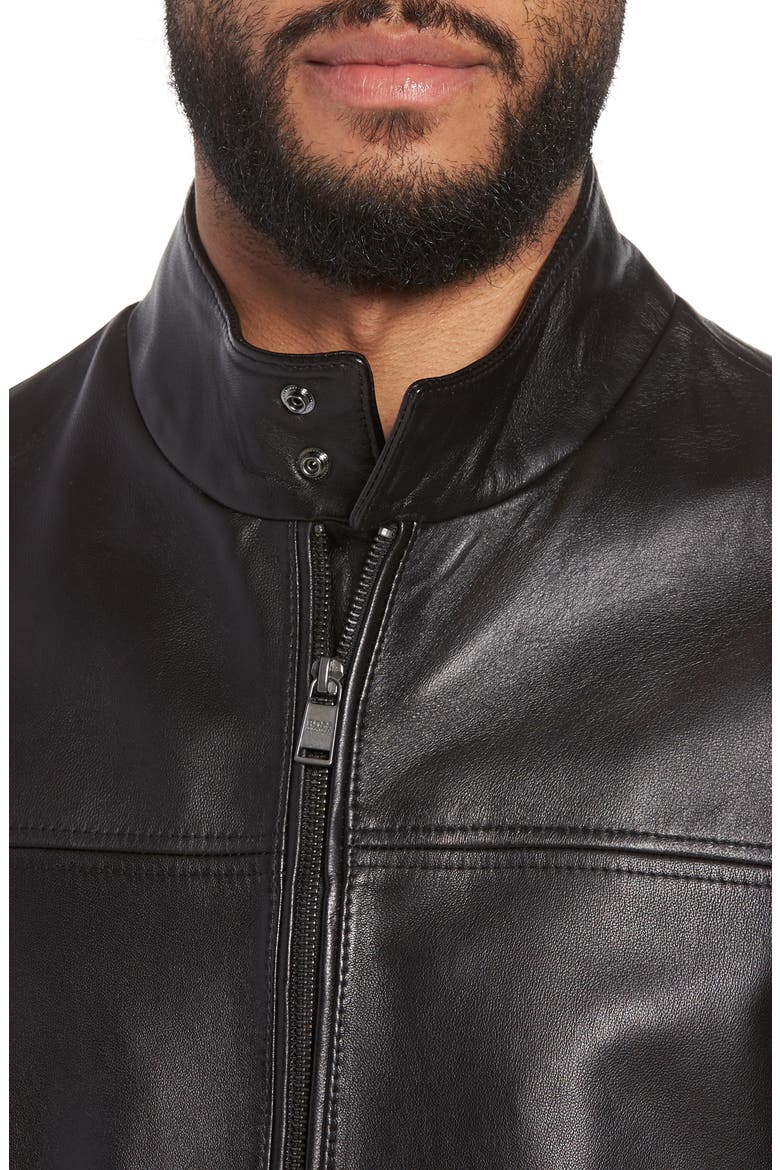 Nerous Leather jacket, Alternate, color, BLACK