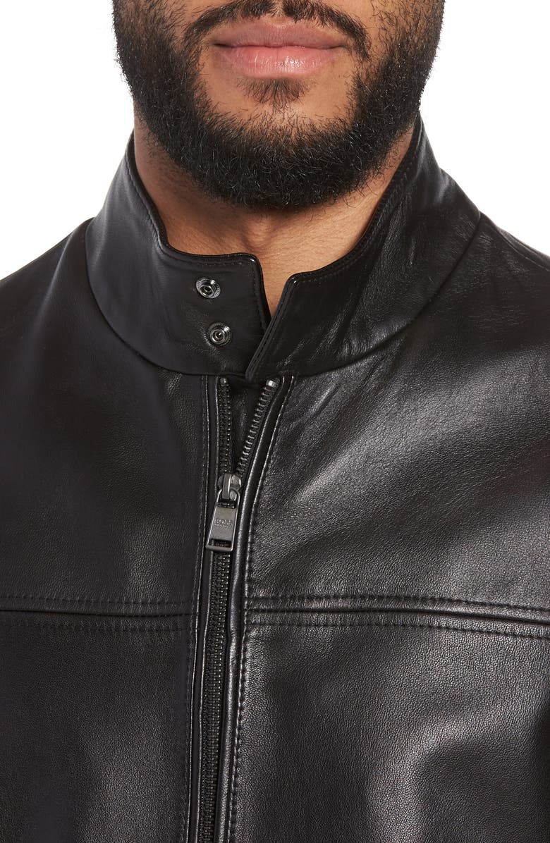 BOSS Nerous Leather jacket, Alternate, color, 
