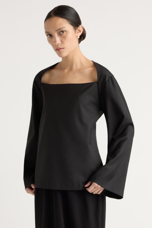 Modern Citizen Tatiana Wide-neck Flare-sleeve Blouse In Black