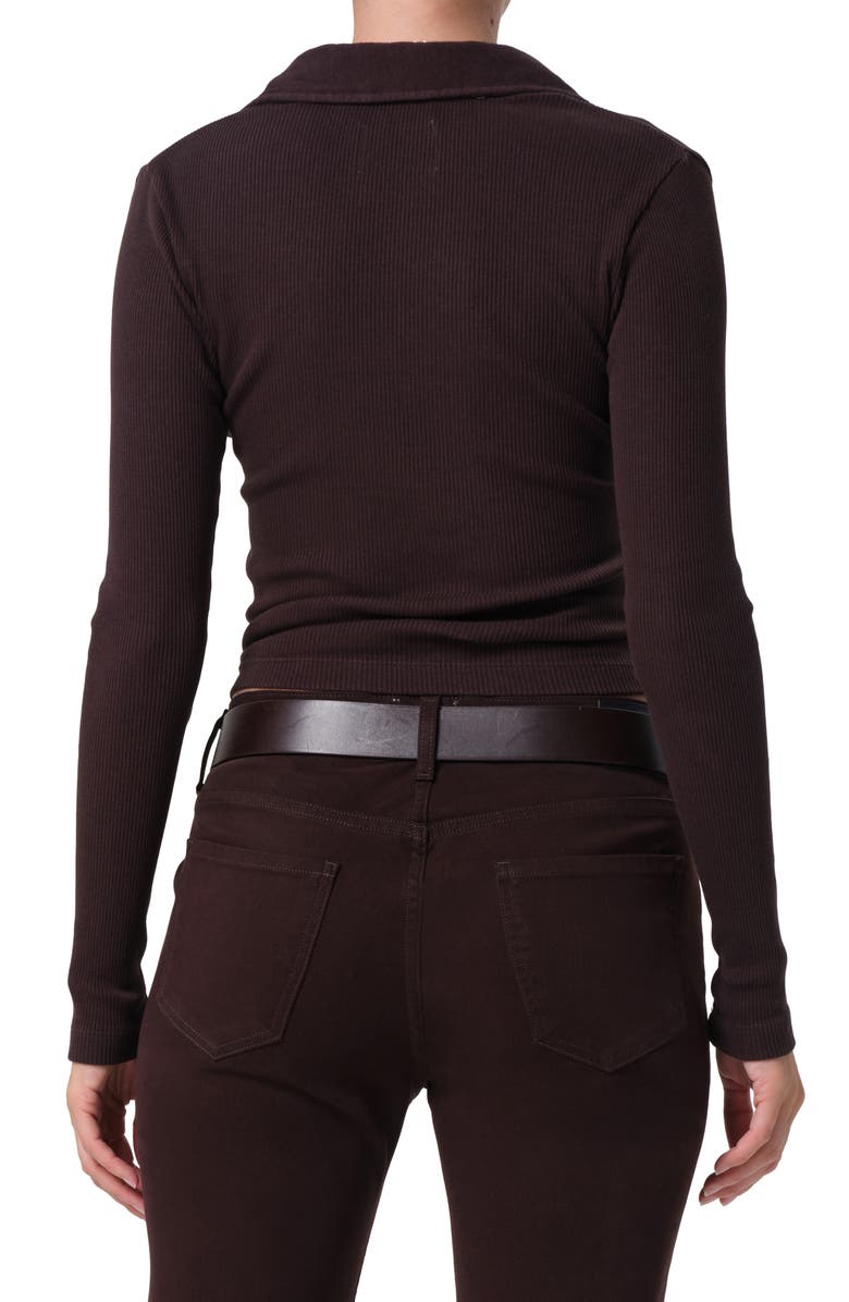 Citizens of Humanity Long Sleeve Rib Polo, Alternate, color, Chocolate