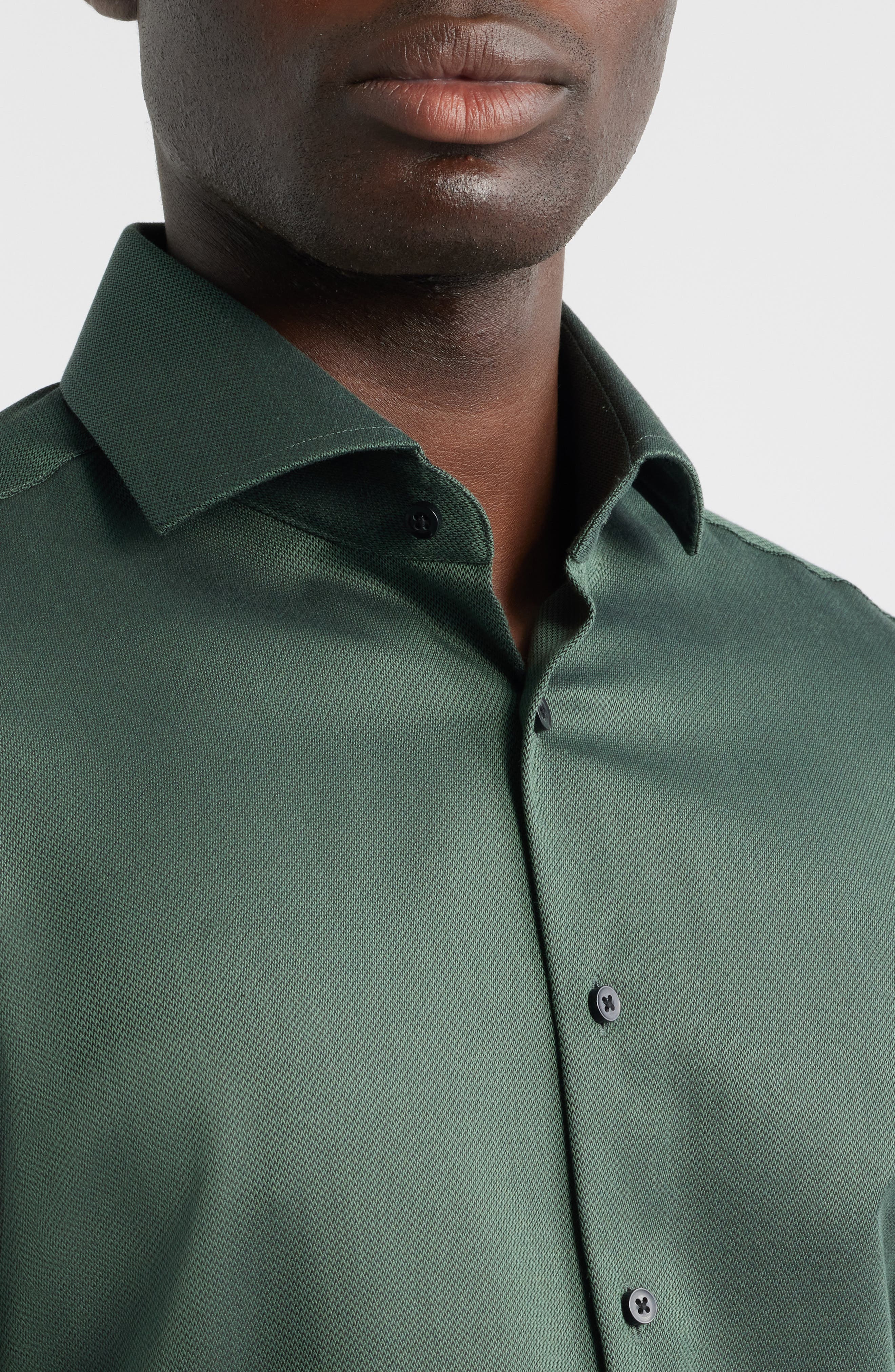 Modern Fit Solid Non-Iron Cotton Dobby Dress Shirt - image 2