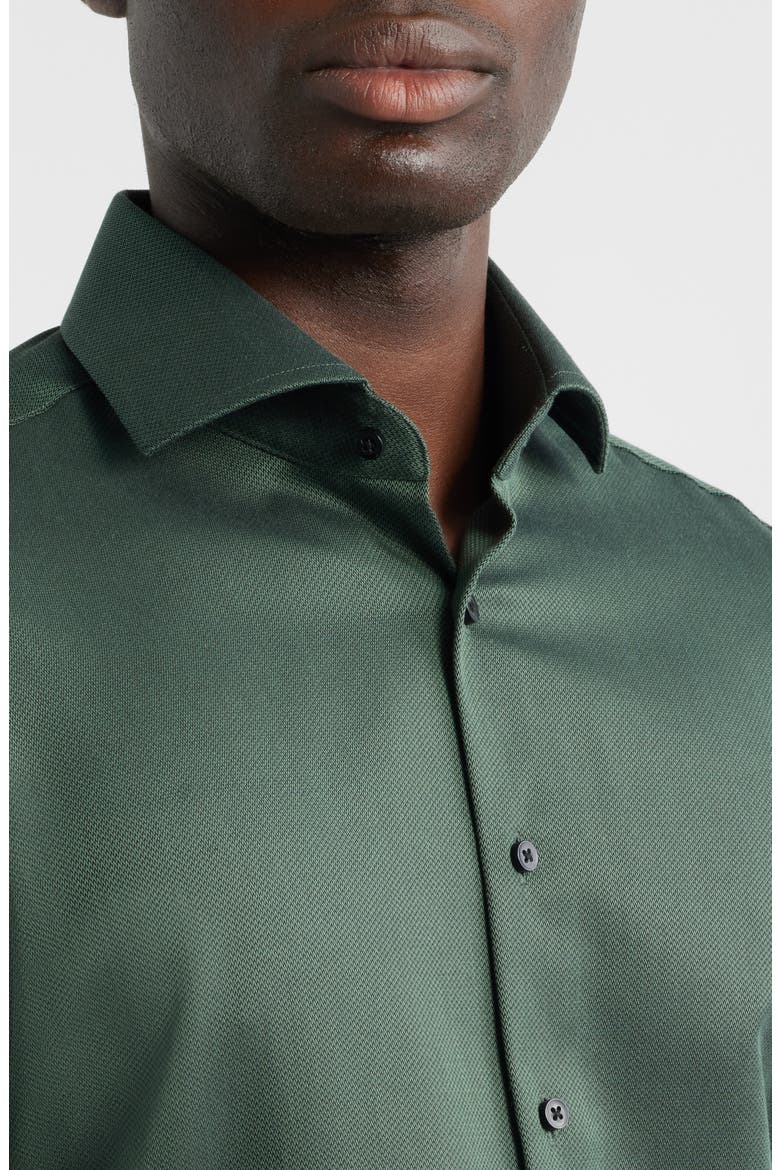 Modern Fit Solid Non-Iron Cotton Dobby Dress Shirt, Alternate, color, DARK GREEN