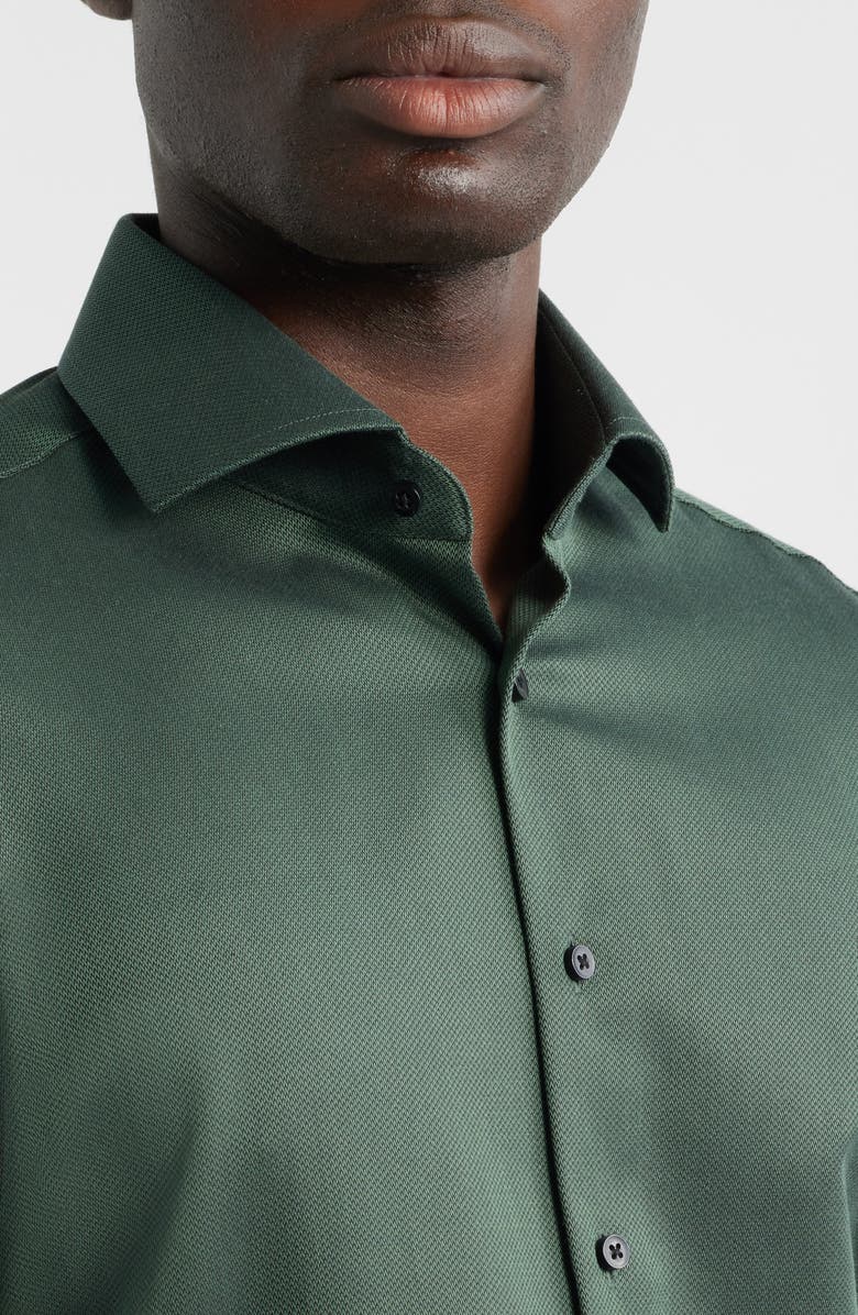 1863 by Eterna Modern Fit Solid Non-Iron Cotton Dobby Dress Shirt, Alternate, color, Dark Green