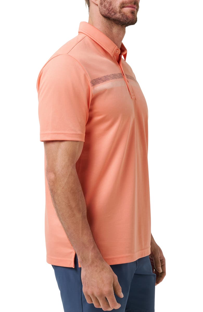 TravisMathew Roaming Routes Chest Stripe Polo, Alternate, color, Terra Cotta