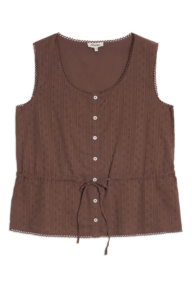 Albaray Drawstring Waist Button Through Top, Alternate, color, Brown