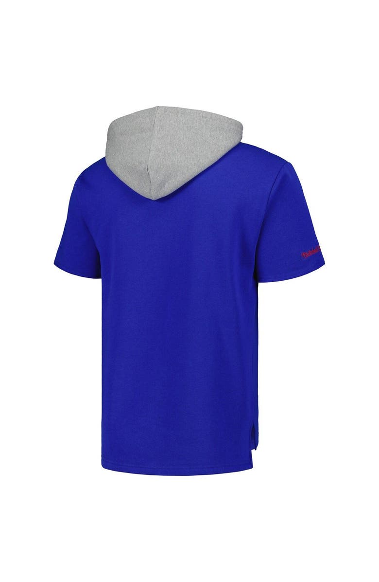 Mitchell & Ness Men's Mitchell & Ness Royal New England Patriots Postgame Short Sleeve Hoodie, Alternate, color, 