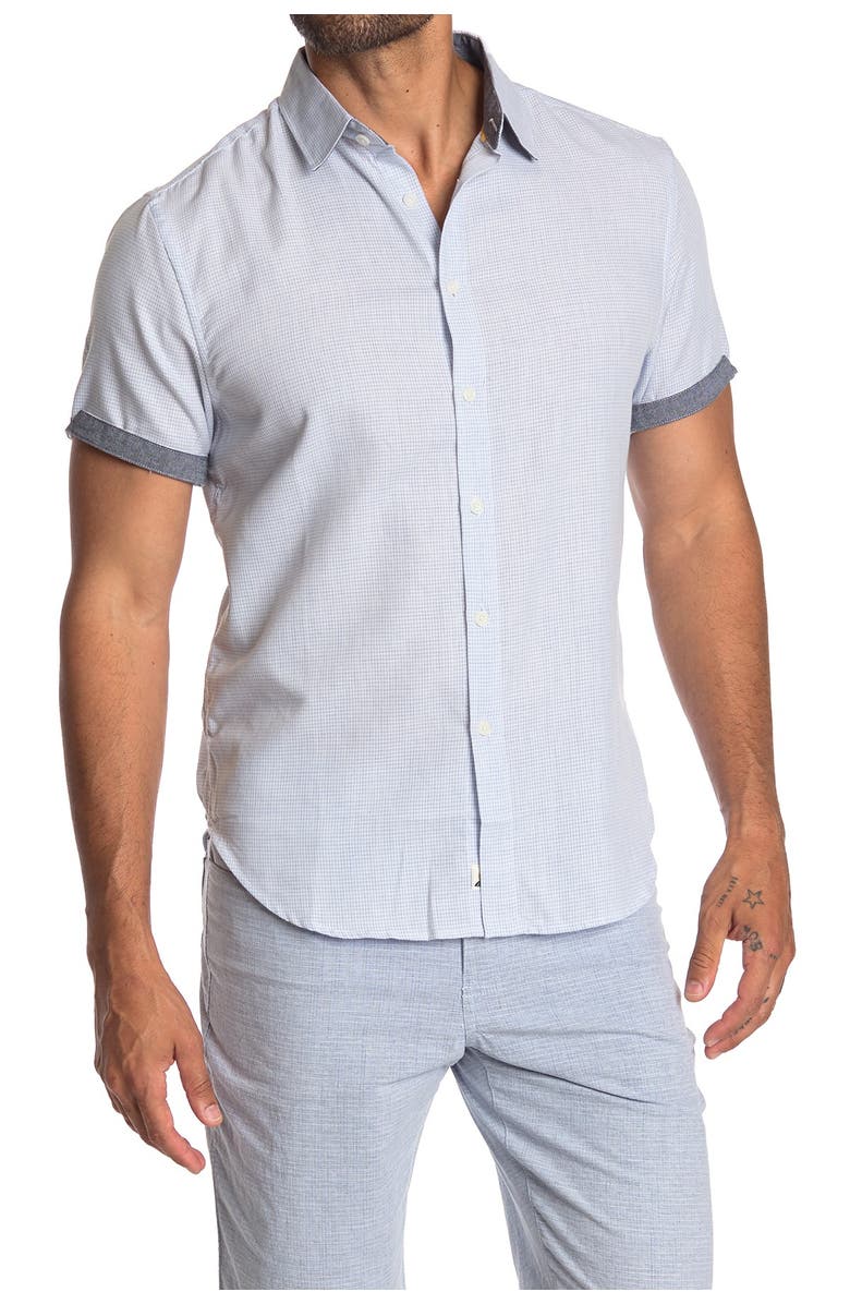 Fundamental Coast Ocean Club Check Short Sleeve Regular Fit Shirt, Main, color,