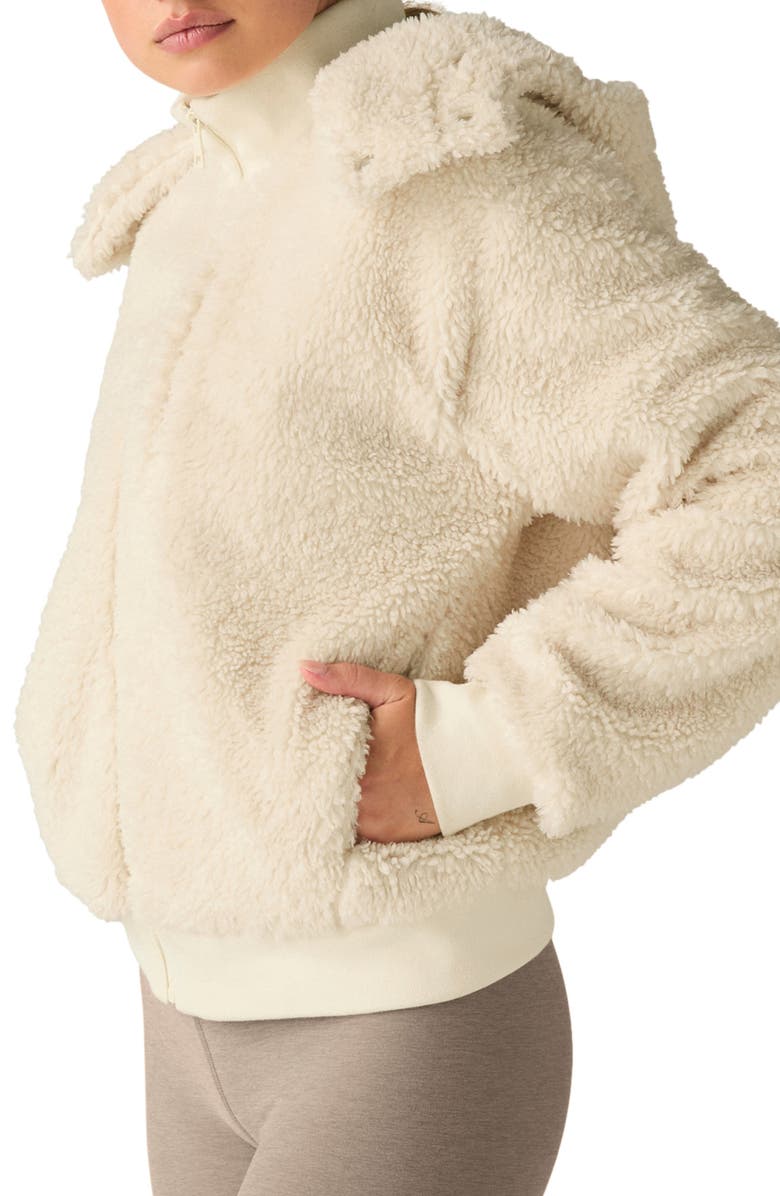 Beyond Yoga Adventure Faux Shearling Hoodie, Alternate, color, Ivory