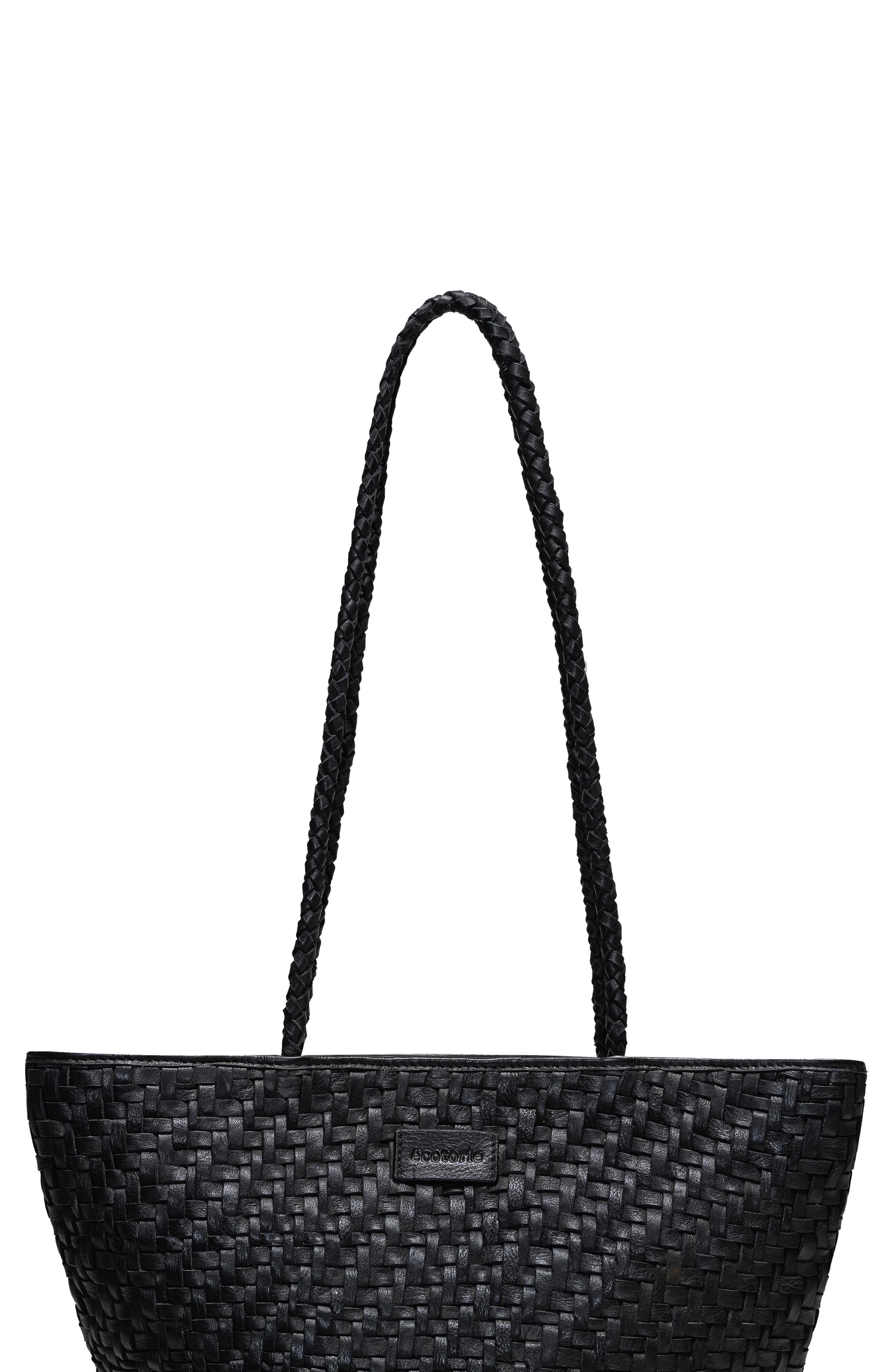 Écotorie Arlington Woven Leather Bucket Bag, Alternate, color, Black
