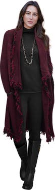 Jessica London Shawl-Collar Fringe Jacket