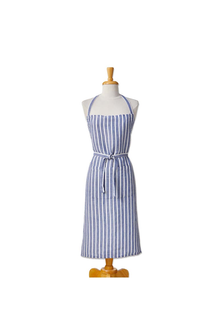 Blue White Stripe Cotton Cooking Apron Everyday Kitchen Use, Main, color, Blue