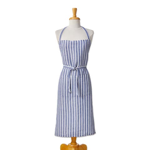 Blue White Stripe Cotton Cooking Apron Everyday Kitchen Use