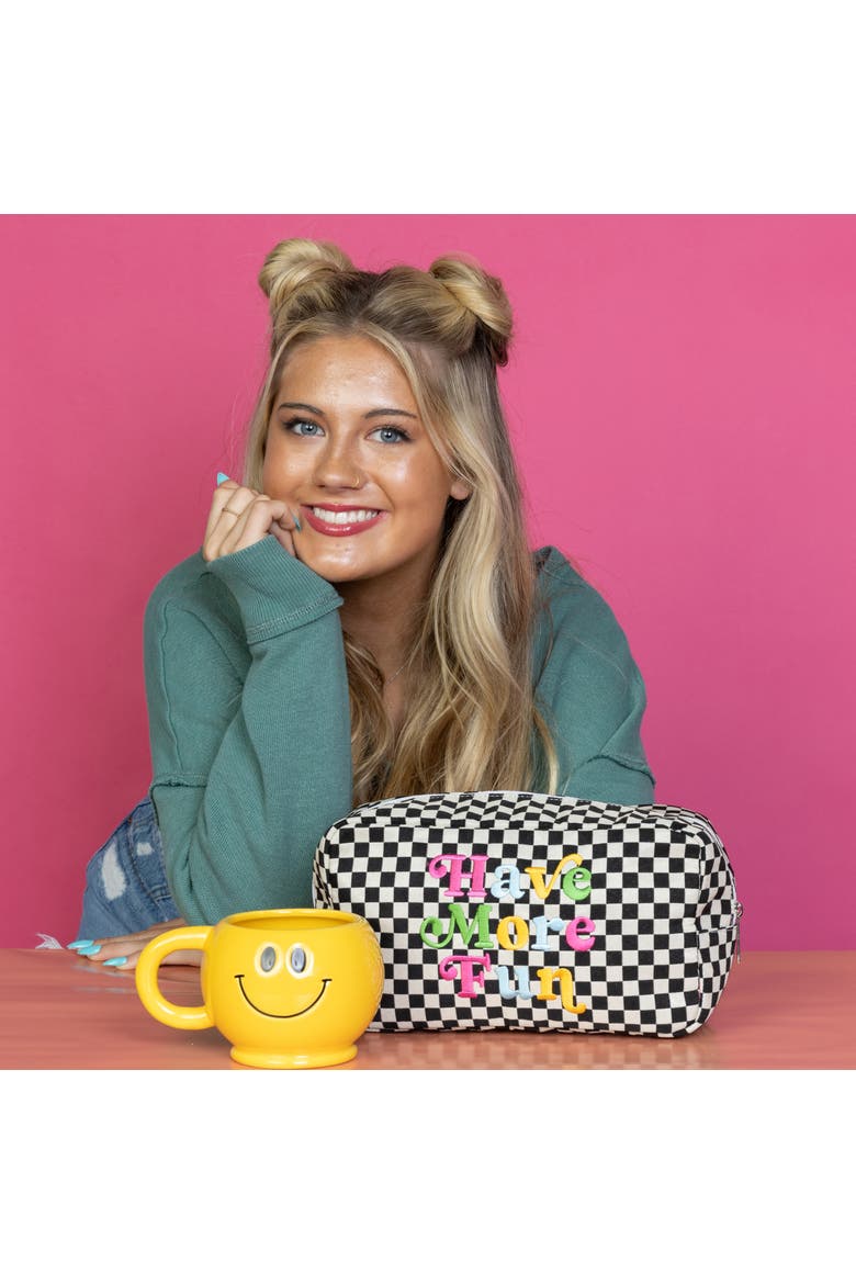 Have More Fun Checkered Bag Polyester Black, Alternate, color, Black