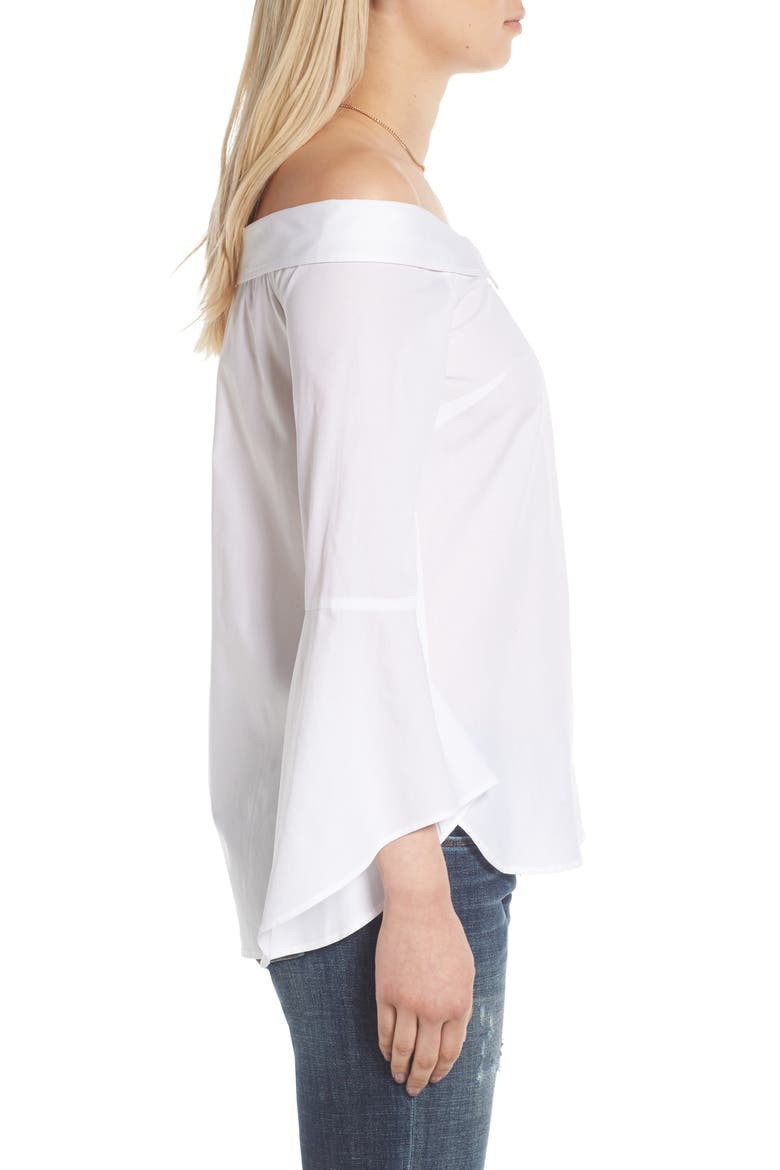 Portrait Collar Stripe Blouse, Alternate, color, WHITE