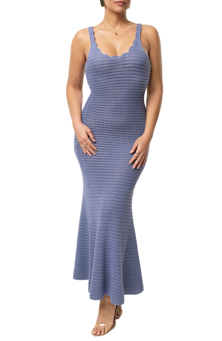 JLUXLABEL Halo Open Stitch Sleeveless Dress, Main, color, Purple