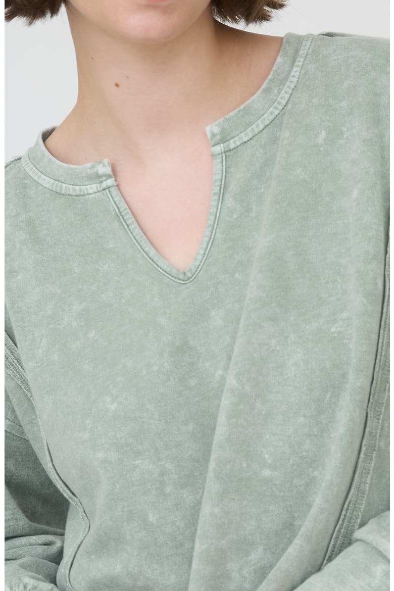 Split Neck Long Sleeve Shirt, Alternate, color, MOSS