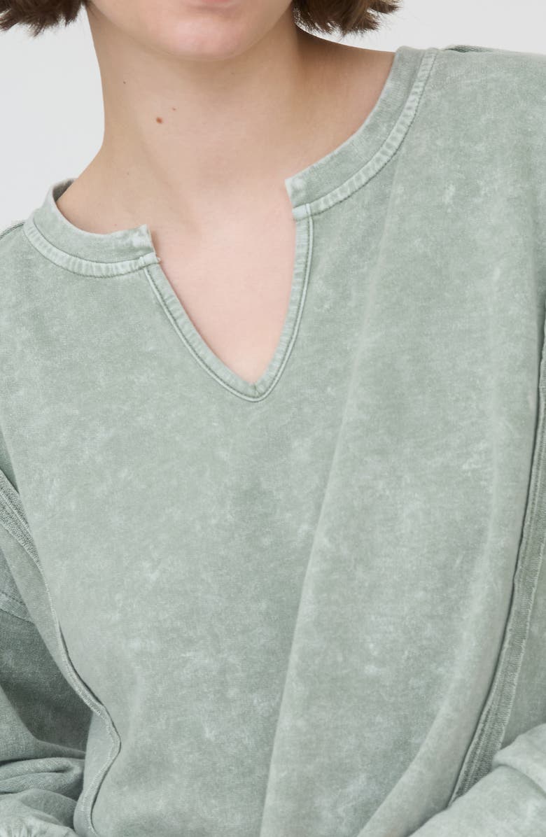 Blu Pepper Split Neck Long Sleeve Shirt, Alternate, color, Moss