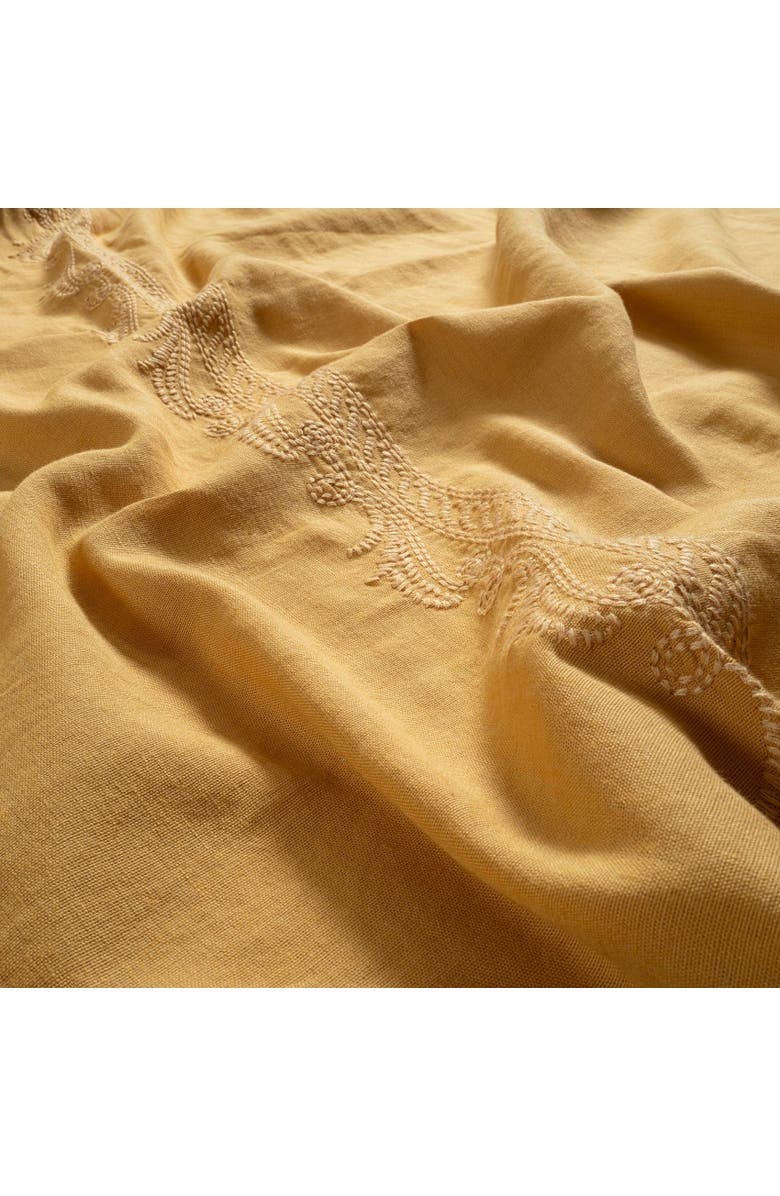 Zsa Zsa Zsu Mino Emroidered King Size Cotton Linen Duvet Cover Set 94X87 In, Alternate, color, Mustard