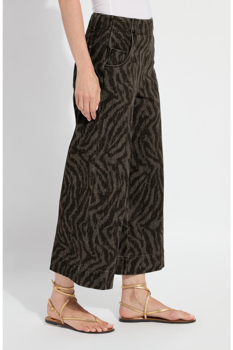 Leo Print High Waist Ankle Wide Leg Denim Pants, Alternate, color, BLACK/GREY CURRENT RIPPLES