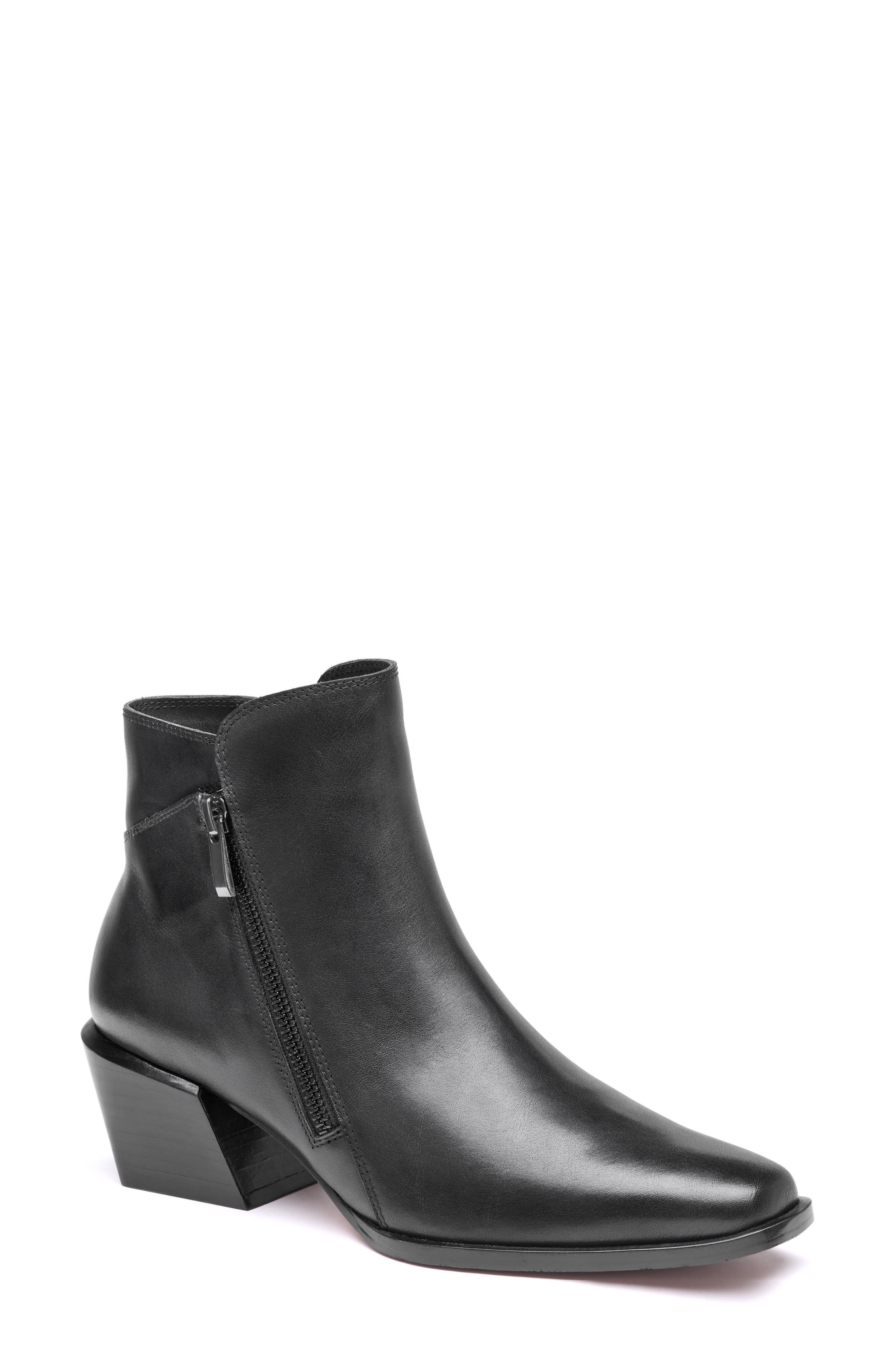Kalista Double Zip Bootie, Main, color, BLACK CALFSKIN