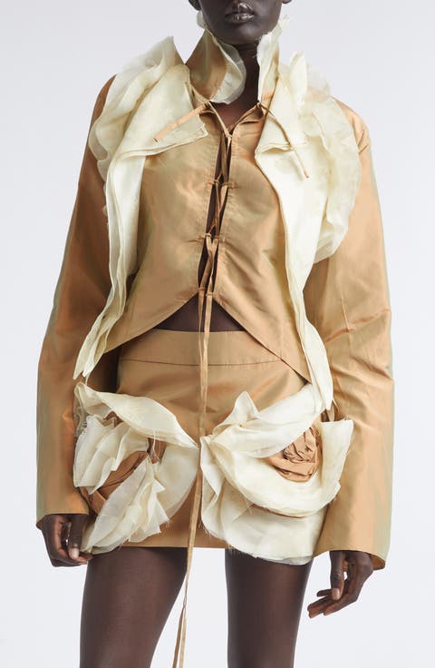 Larsen Crop Silk Lace-Up Top