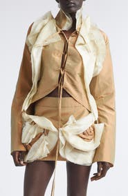 KIM SHUI Larsen Crop Silk Lace-Up Top
