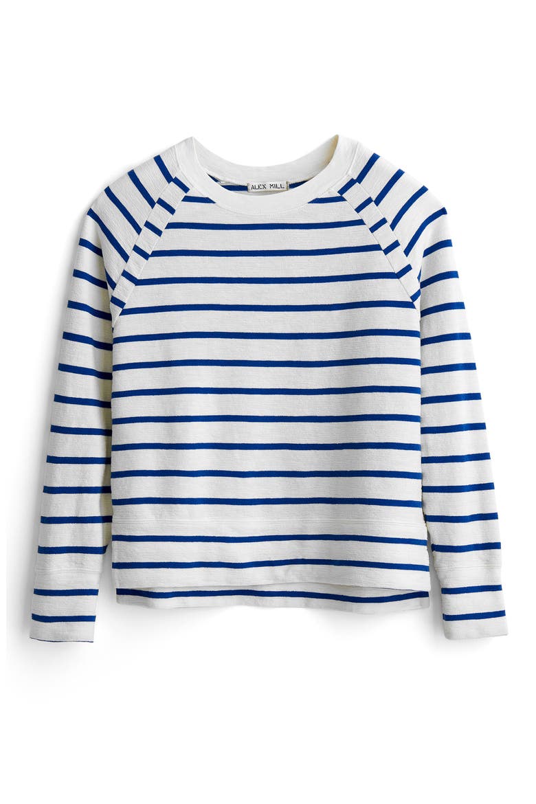 Raglan Sleeve Sweatshirt, Alternate, color, WHITE/ COBALT