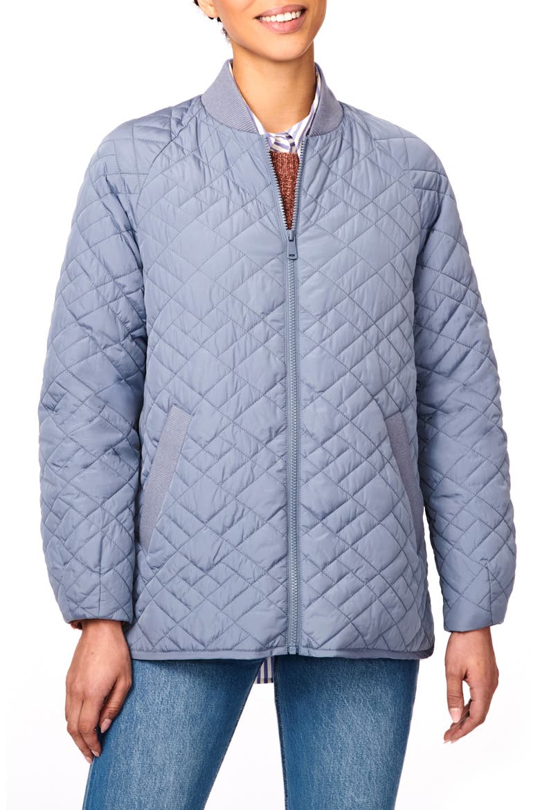 Quilted High-Low Recycled Polyester Jacket, Main, color, STONE BLUE