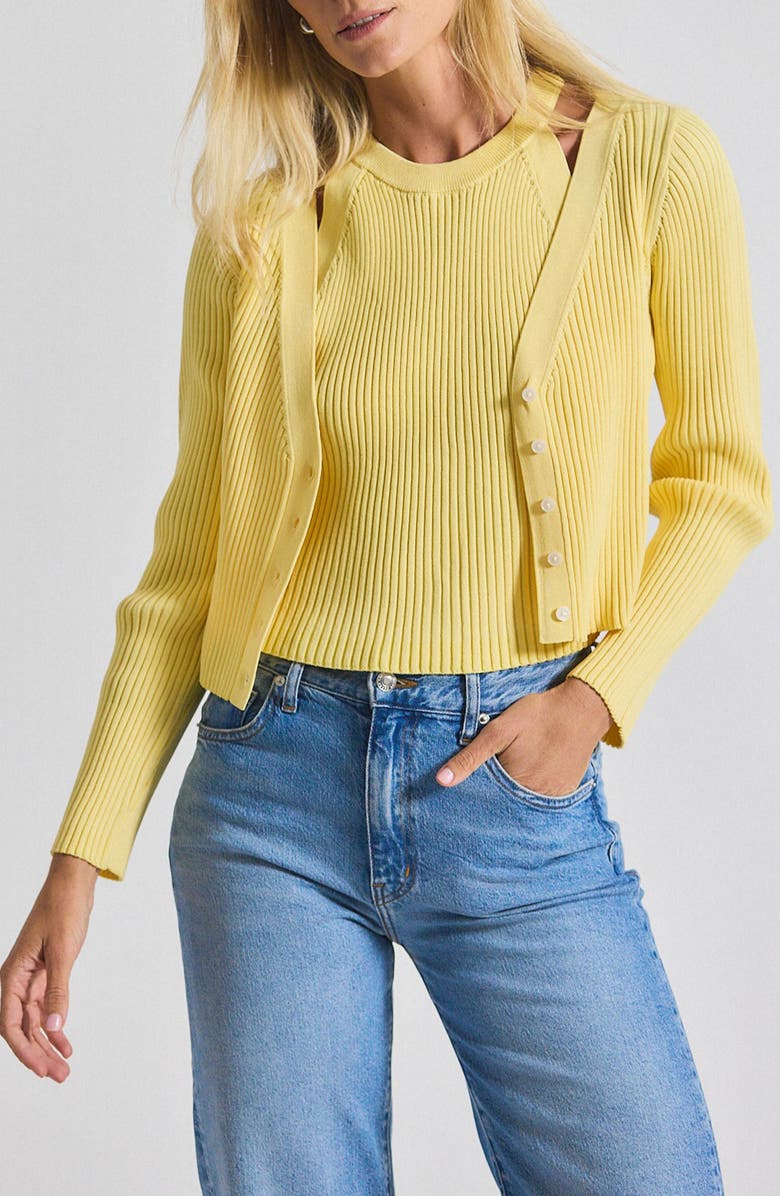 Derek Lam 10 Crosby Lonnie Layered Sweater, Main, color, Buttercup