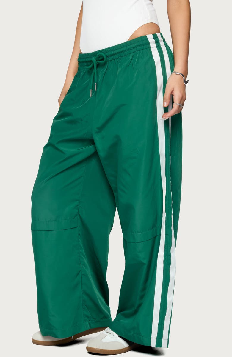 EDIKTED Petite Fauna Relaxed Fit Track Pants, Alternate, color, Green