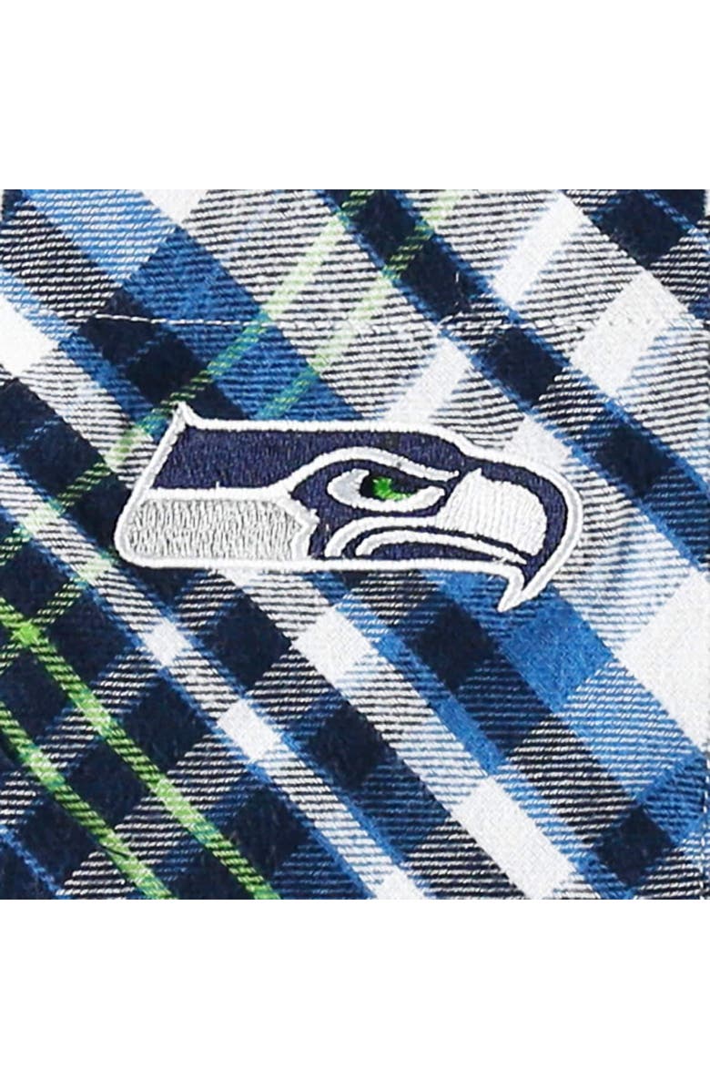 CONCEPTS SPORT Women's Concepts Sport College Navy Seattle Seahawks Mainstay Plaid Full-Button Long Sleeve Nightshirt, Alternate, color, Navy
