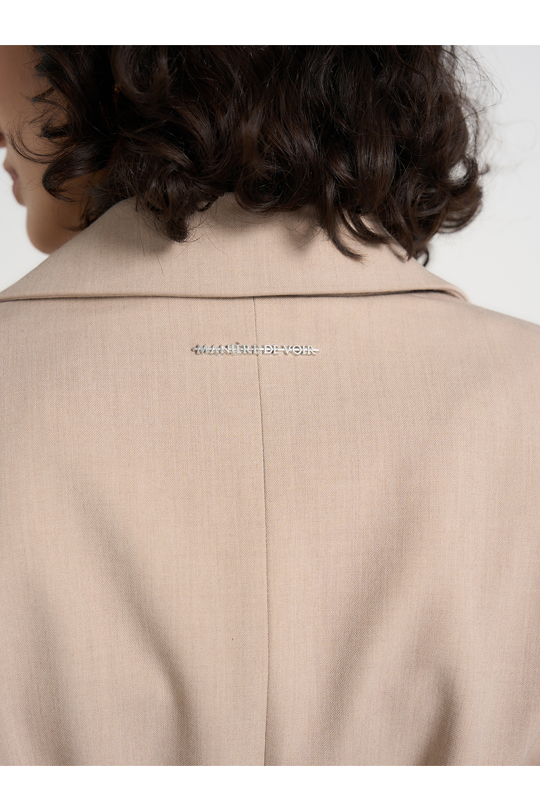 Marie Twist Sleeve Blazer with Belt, Alternate, color, Beige