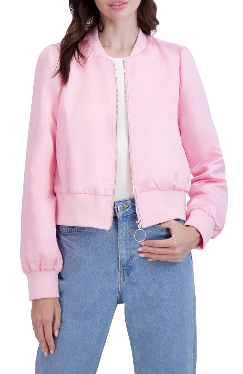 Ookie & Lala Satin Bomber Jacket, Main, color, Pink